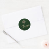 Sticker Rond Green and Gold Snowflop Peace Holiday (Enveloppe)