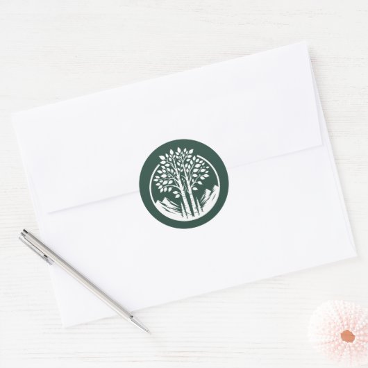 Sticker Rond Green Aspen Tree Wedding (Enveloppe)