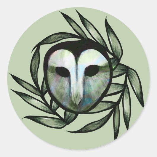 Sticker Rond Green Barn Owl                                     (Devant)