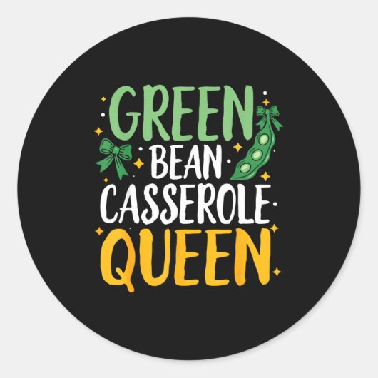Sticker Rond Green Bean Cerole Queen Kitchen Funny Thanksgiving (Devant)
