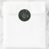 Sticker Rond Green & Black Chic Tropical Feuilles Mariage Faveu (Sac)