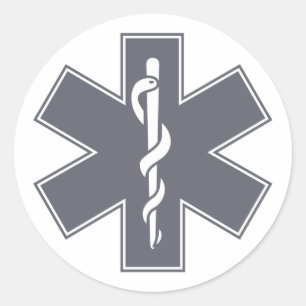 Sticker Rond Green Black Grey Purple Nurse EMS Star of Life