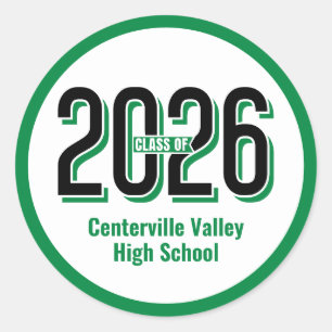 Sticker Rond Green Bold Ombré numérique Classe de 2026