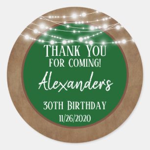 Sticker Rond Green Brown Lights Merci Anniversaire Favoriser Ta