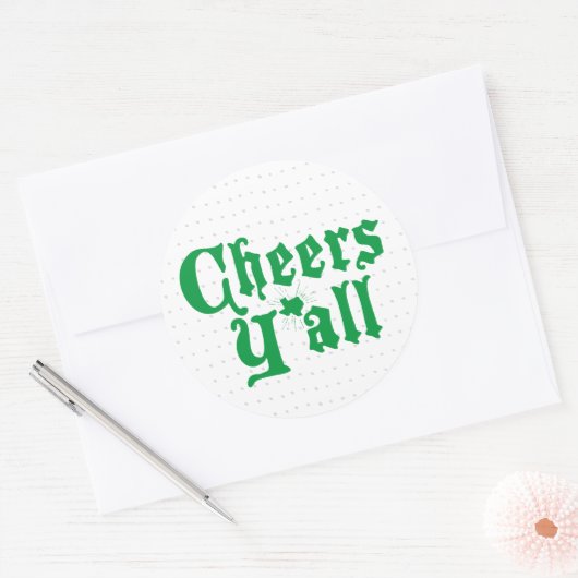 Sticker Rond Green Cheers Y'all (Enveloppe)