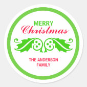 Sticker Rond Green Christmas Holly Feuilles (Devant)