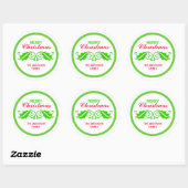 Sticker Rond Green Christmas Holly Feuilles (Feuille)