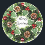 Sticker Rond Green Christmas wreth<br><div class="desc">Grande conception autocollante. N'hésitez pas à utiliser cette conception pour d'autres produits que vous aimez ou à customiser et ajouter votre texte. Suivez-moi pour plus d'informations. Merci. Bonne journée !</div>