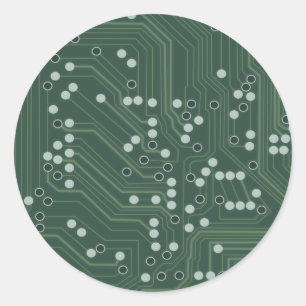 Sticker Rond Green Circuit Board Arrière - plan Art Motif