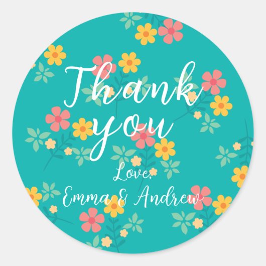 Sticker Rond Green Daisy Bouquet Vintage Motif (Devant)