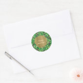 Sticker Rond Green et Gold Holiday Wreath (Enveloppe)