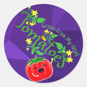 Sticker Rond Green from My Head Tomates - Jardin Punny