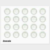 Sticker Rond Green Gingham Coquette Bow Baby Shower Favor (Feuille)