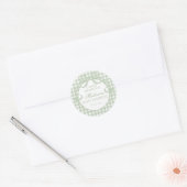 Sticker Rond Green Gingham Coquette Bow Baby Shower Favor (Enveloppe)