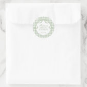 Sticker Rond Green Gingham Coquette Bow Bridal Shower Seal (Sac)