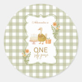 Sticker Rond  Green Gingham Silly Goose 1st Birthday (Devant)