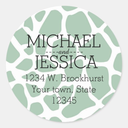 Sticker Rond Green Giraffe Imprimer Adresse personnalisée (Devant)