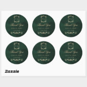 Sticker Rond Green Gold Botanical Crest Wedding Thank you (Feuille)