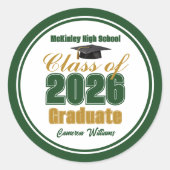 Sticker Rond Green Gold Class of 2026 Graduation Party (Devant)