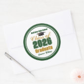 Sticker Rond Green Gold Class of 2026 Graduation Party (Enveloppe)
