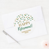 Sticker Rond Green Gold Confetti joyeuse retraite (Enveloppe)