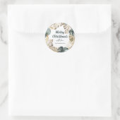 Sticker Rond Green & Gold Tropical Palm Wreath Noël (Sac)