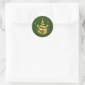 Sticker Rond Green Golden Stars Arbre de Noël Feuille (Sac)