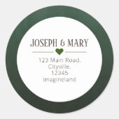 Sticker Rond Green Heart - Adresse de retour de Noël (Devant)