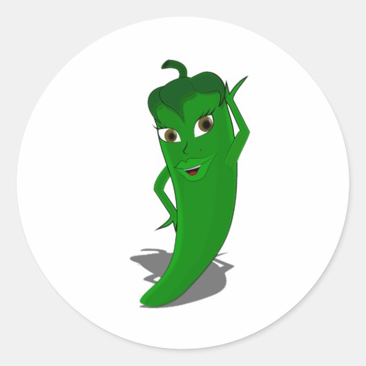Sticker Rond Green Hot Pepper Diva (Devant)