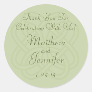 Sticker Rond Green Irish Knot Custom Wedding Favoriser les Étiq