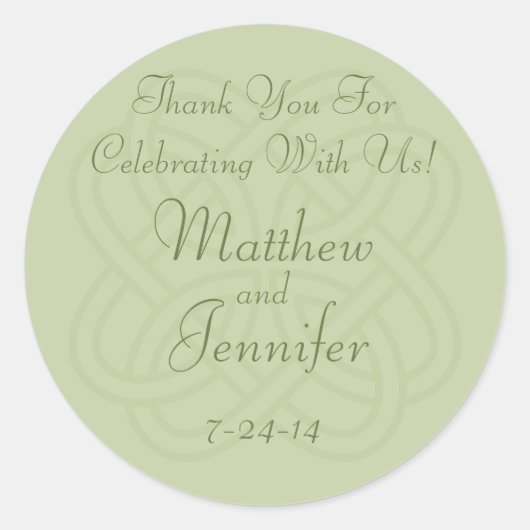 Sticker Rond Green Irish Knot Custom Wedding Favoriser les Étiq (Devant)