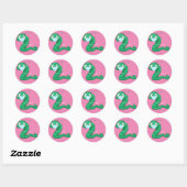 Sticker Rond Green Kawaii Worm Thunder_Cove (Feuille)