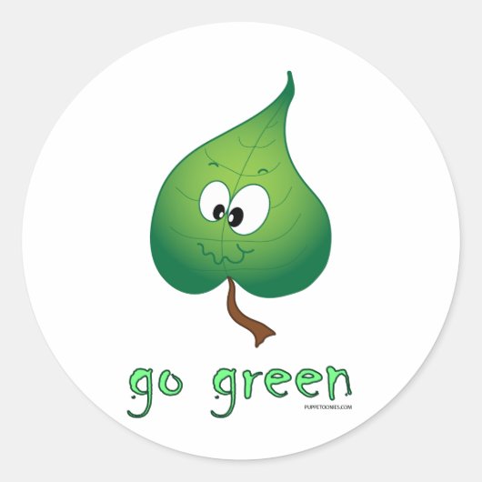 Sticker Rond Green leaf (Devant)