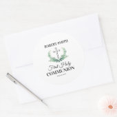 Sticker Rond Green leaf first communion  (Enveloppe)