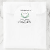 Sticker Rond Green leaf first communion  (Sac)