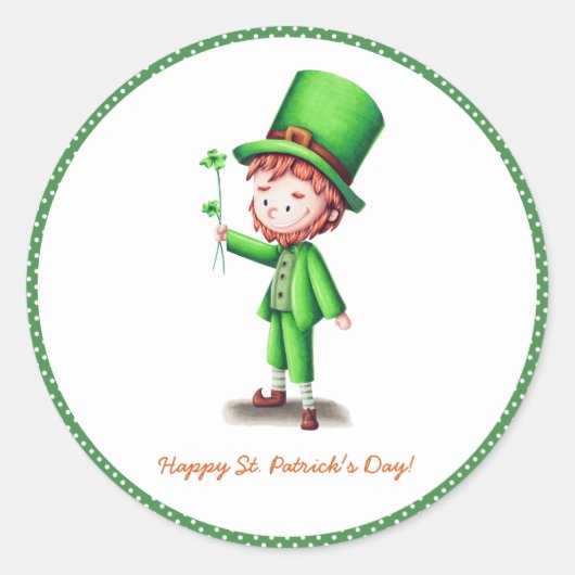 Sticker Rond Green Leprechaun St Patrick’s Day (Devant)