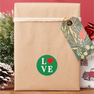 Sticker Rond Green LOVE Classic Retro