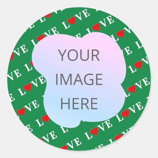 Sticker Rond Green LOVE Heart (Devant)