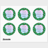 Sticker Rond Green LOVE Heart (Feuille)