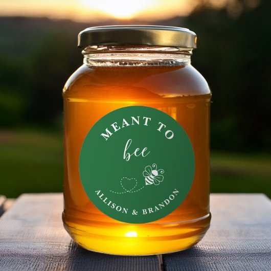 Sticker Rond Green Meant to Bee Jar Label, Wedding Favor Honey
