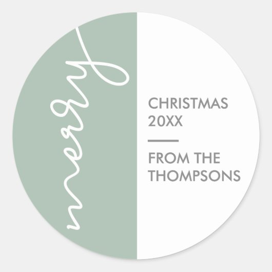 Sticker Rond Green Modern Simple Joyeux Script de Noël (Devant)