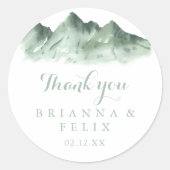 Sticker Rond Green Mountain Country Merci Mariage Faveur (Devant)