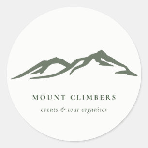 Sticker Rond Green Mountain Silhouette Croquis Escalade Camping