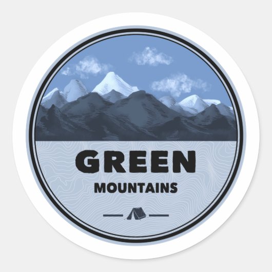 Sticker Rond Green Mountains Vermont Camping (Devant)