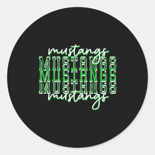 Sticker Rond Green Mustang Pride School Srit Game Day Mustangs  (Devant)