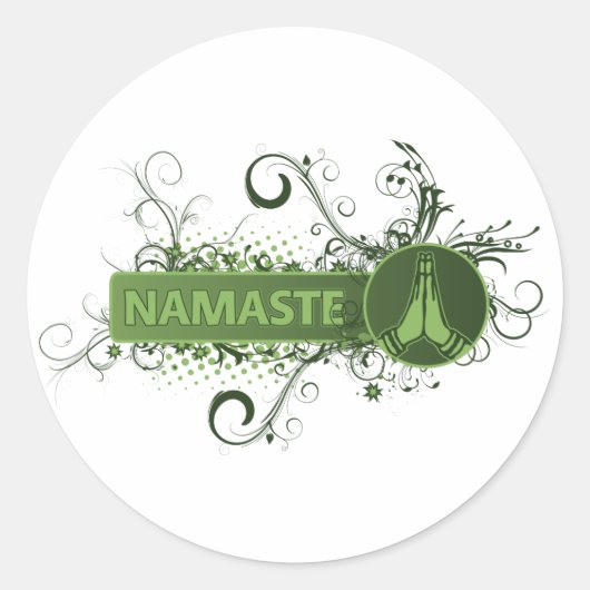 Sticker Rond Green Namaste (Devant)