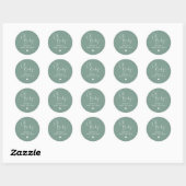 Sticker Rond Green Oh Baby Baby shower moderne Boho (Feuille)