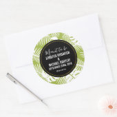 Sticker Rond Green Palm Feuille Rainforest Motif (Enveloppe)