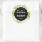 Sticker Rond Green Palm Feuille Rainforest Motif (Sac)