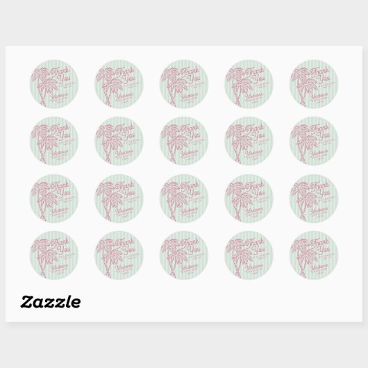 Sticker Rond Green Palm Spring Pastel Beach Party Favoriser (Feuille)